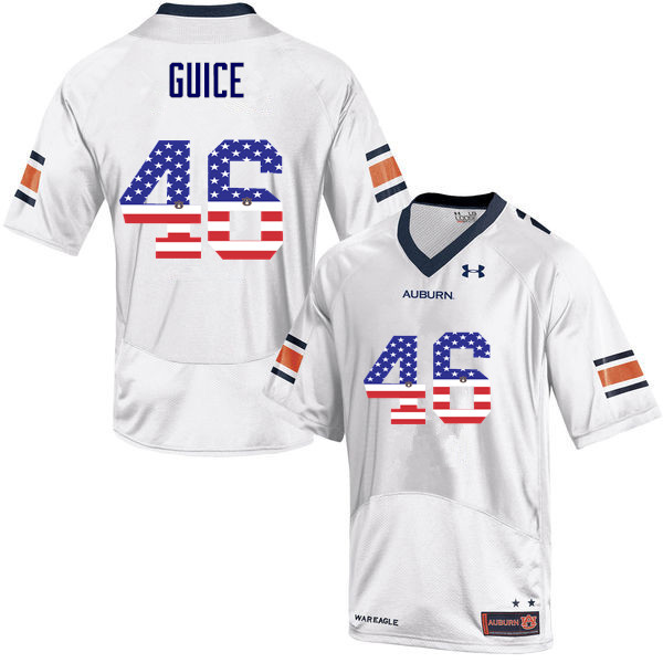 Men #46 Devin Guice Auburn Tigers USA Flag Fashion College Football Jerseys-White - Click Image to Close